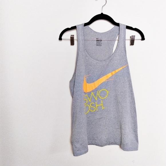 Nike Dri Fit Swoosh Gray and Orange Muscle Graphic Tank Top Size Medium - Picture 1 of 5